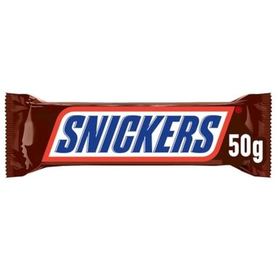 Snickers Bar with Caramel and Roasted Peanuts Chocolate Covered, 24 bars x50g