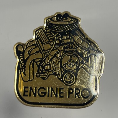 Gold Toned Black Engine Pro Pin Hat Lapel