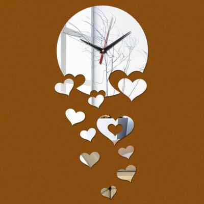fashion Modern Quartz watch wall clock diy xlocks acrylic 3D mirror sticker mech