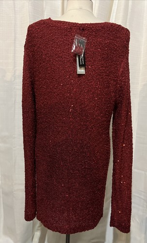 Womens XL Apt 9 embellished pullover sweater NWT~Red~Holiday~long sleeve~Sparkle - Picture 4 of 16