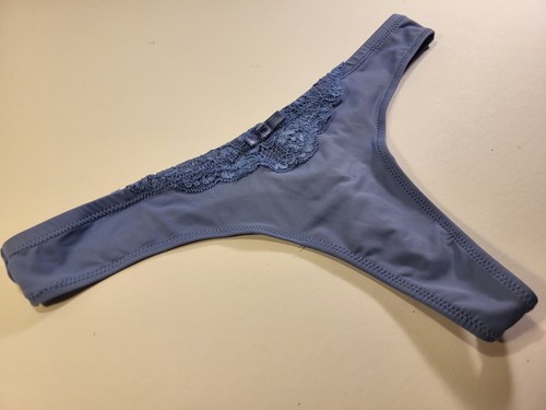 No-Show Secret Treasures Microfiber Gripper Thong Panties Small 5, Dusty Blue - Picture 4 of 10