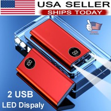 900000MAH 2 USB Portable Power Bank LCD Thin Battery Charger For Mobile Phone