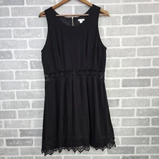 Xhilaration Dress Junior XL Black Sleeveless Crochet Lace Waist Lined Back Zip