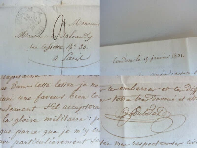 Lettre autographe CONDOM 1831 de SOUBDÈS á Narcisse-Achille comte de Salvandy - Bild 1 von 4