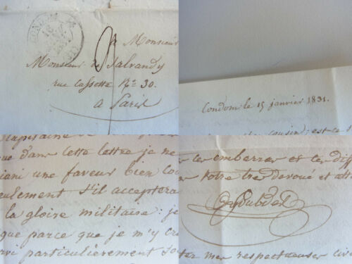 Autograph letter CONDOM 1831 from SOUBDÈS to Narcissus-Achilles Count of Salvandy - Picture 1 of 9