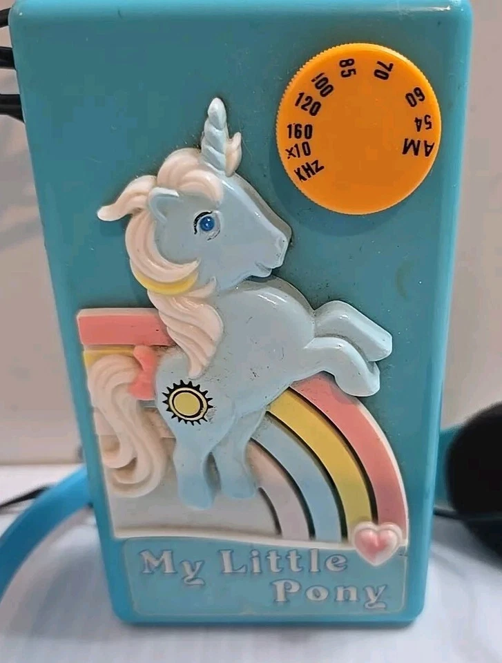 复古 My Little Pony 收音机带耳机 罕见 9V 未测试 MLP — 第 2/4 张图片