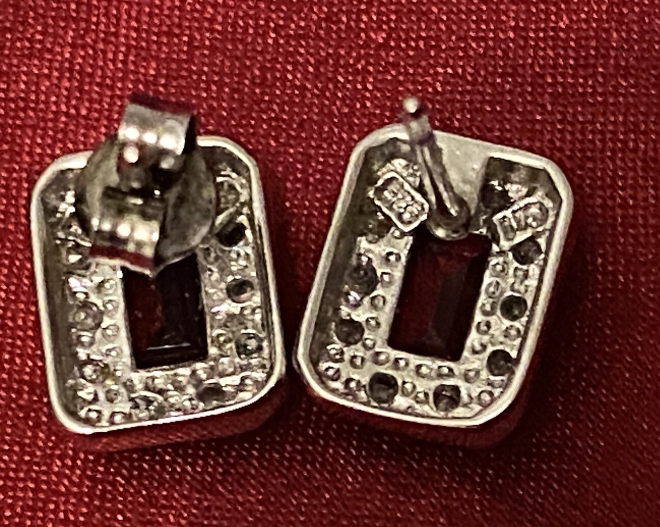 Vintage 925 Sterling Silver Rectangular Garnet Di… - image 7