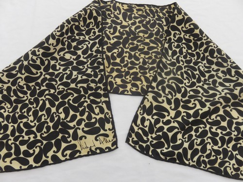 RICHARD ALLAN MADE IN ENGLAND SCHWARZ & TAUPE PAISLEY-DRUCK 100 % REINE SEIDE SCHAL - Bild 2 von 12