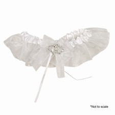 WEDDING GARTER WITH RHINESTONE DOUBLE HEART BUCKLE