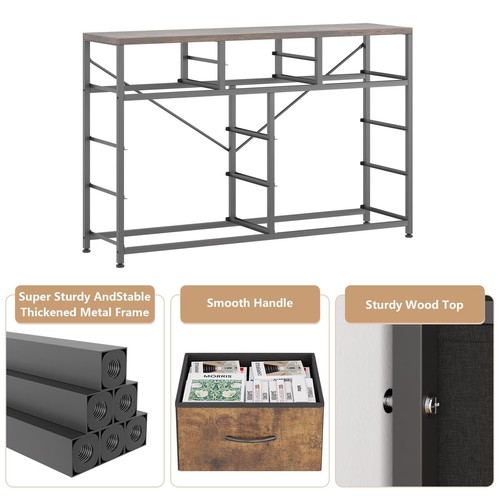 For 55'' TV Stand Dresser for Bedroom Chest of Drawers Wood Top Storage Cabinet - Picture 17 of 51