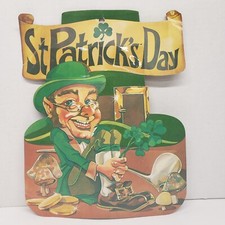 Vintage St. Patrick's Day Leprechaun Die Cut Decoration Double-Sided Laminated