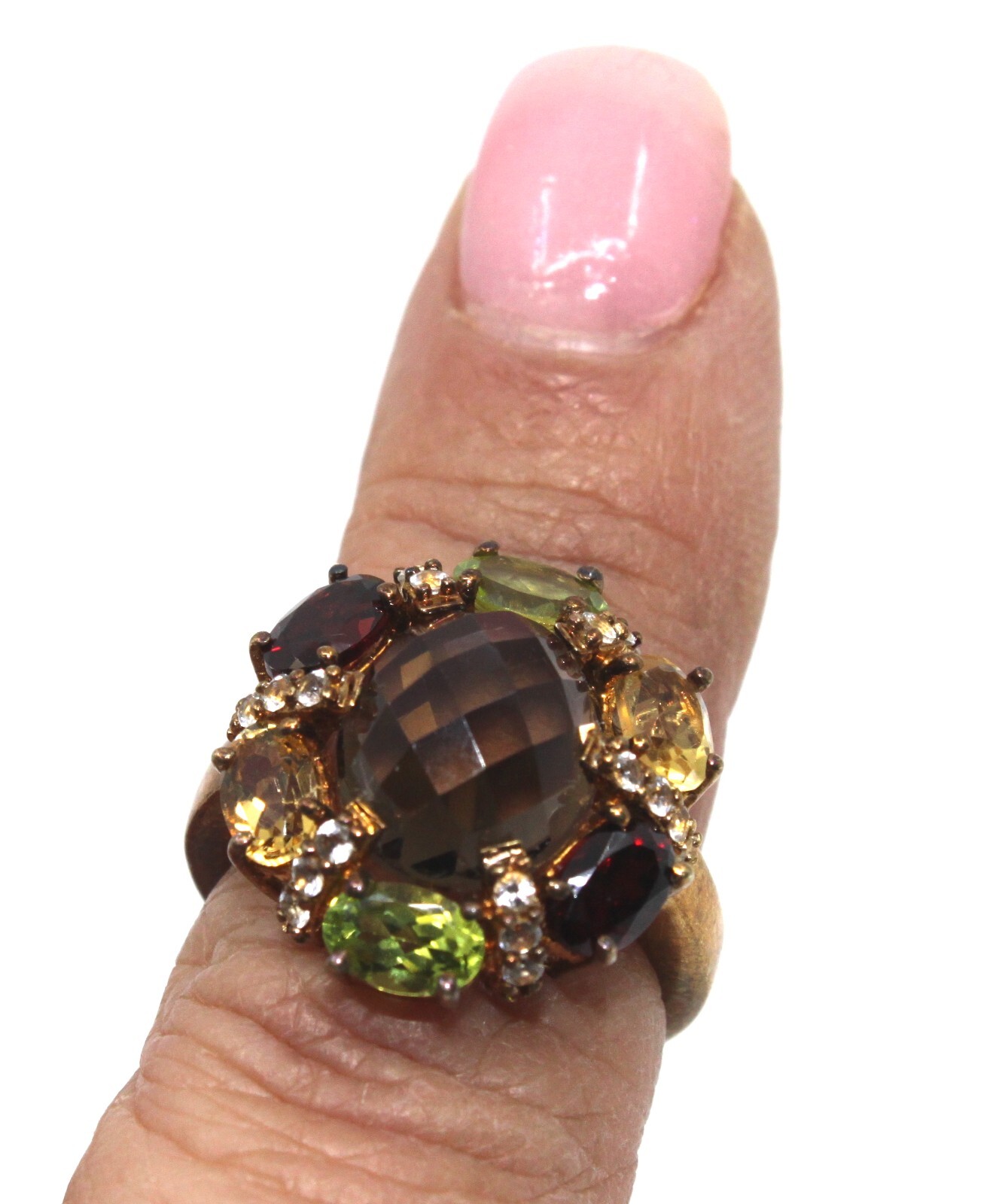 Multi Natural Gemstone Statement Ring in Sterling… - image 6