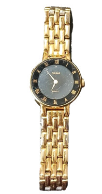 Pulsar Women's Watch Quartz Analog V400-0270 Gold Tone Bracelet Band WORKS