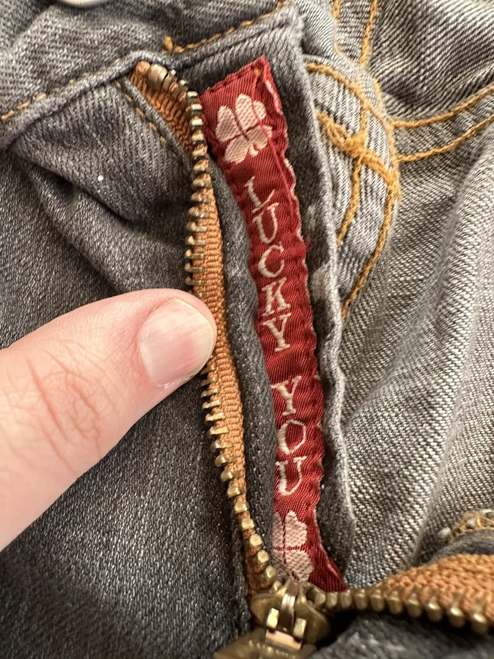 Pantalones de mezclilla recortados para mujer Lucky Brand talla 10/30 azules peto Easy Rider Foto 2 de 4