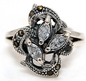 Heat Treated Moissanite 925 Solid Genuine Sterling Silver Ring Sz 6 NF1-3