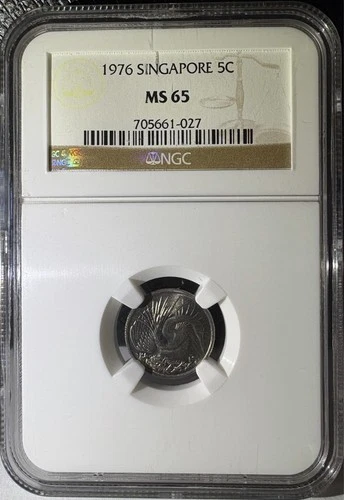 1976 Singapore 5 Cents NGC MS65 (027)