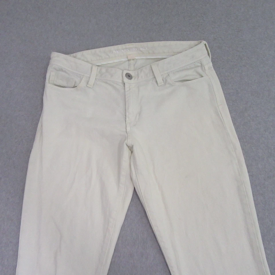 Pantalones de mezclilla rectos Banana Republic para hombre 30 x 29 blanco algodón elástico bolsillo Foto 2 de 4