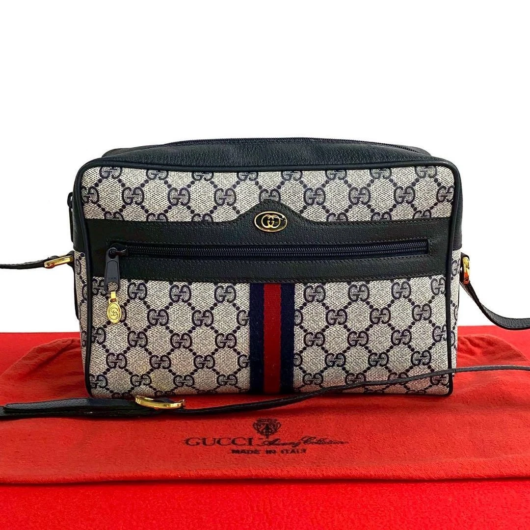 Bobo ancien sac à bandoulière Gucci Sherry Line GG en cuir bleu marine #PGHTC2
