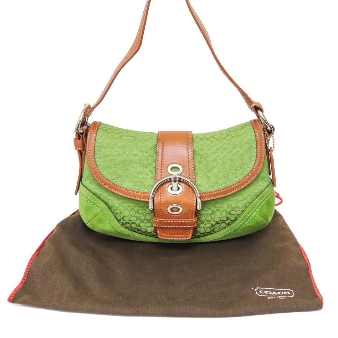 バッグ Rare COACH Signature Green Shoulder Bag Green Signature Coach Purse for sale | eBay
