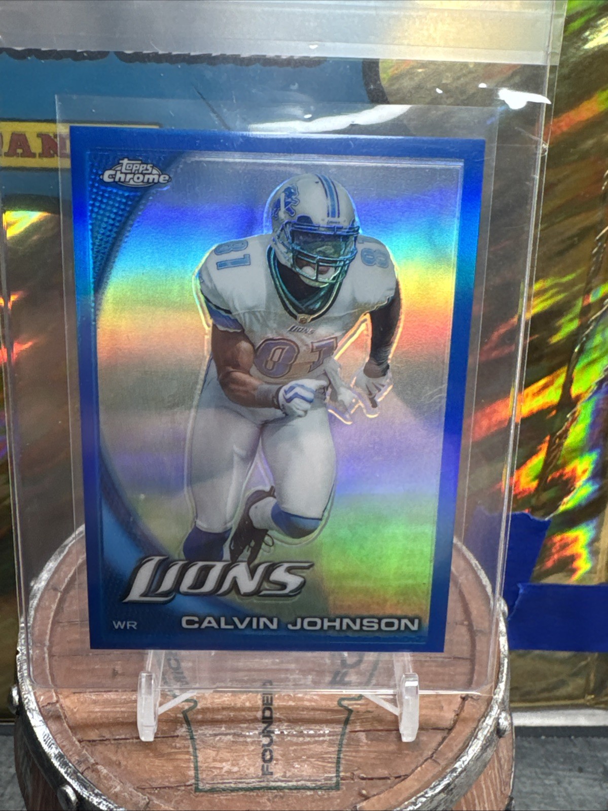 2010 Topps Chrome Calvin Johnson #C193 Blue Refractor #/199 Team Color Match