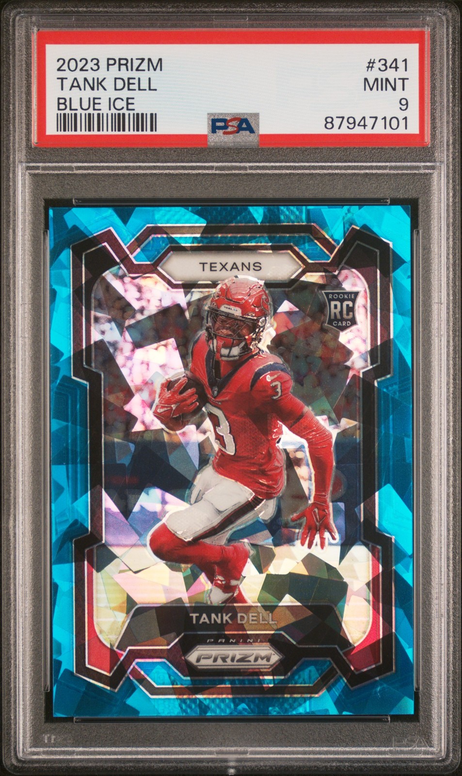 2023 Panini Prizm Tank Dell Blue Ice Rookie /99 #341 PSA 9 Houston Texans