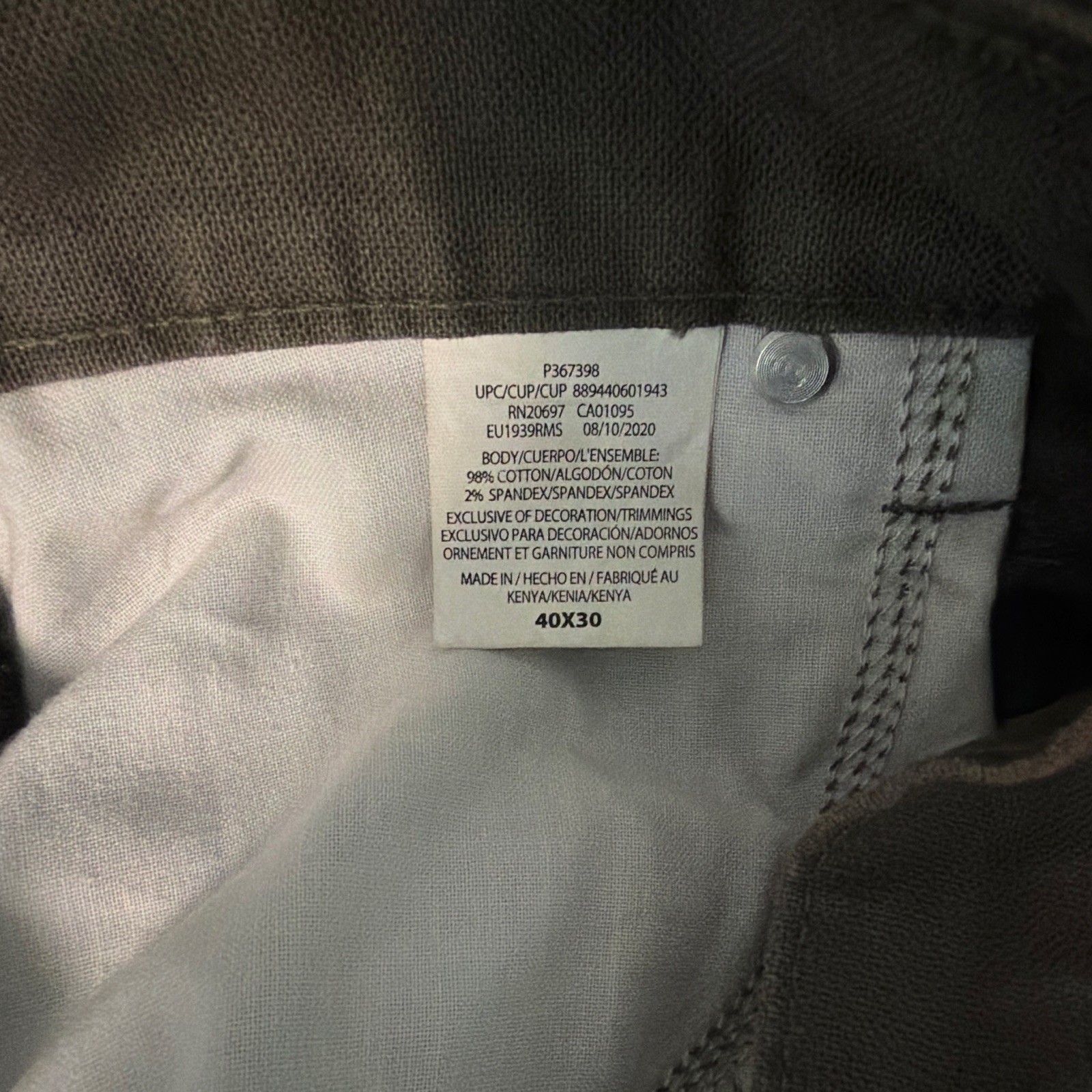 Dickies Men's Work Pants 40x30 Gray Canvas Cotton Spandex P367398