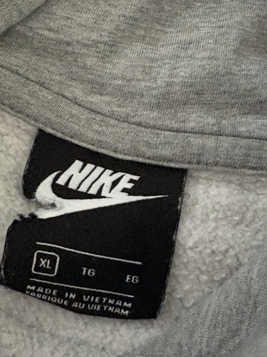 Nike Men's Gray Fleece Pullover Hoodie XL Logo Hooded Pockets Solid - Picture 3 of 4
