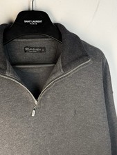 90s YSL Sweatshirt 1/4 Quarter Zip Grey Vintage Sweater Yves Saint Laurent
