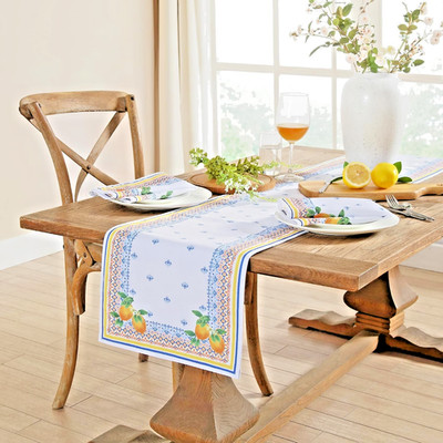 Table Runner Elrene Home Fashions Capri Lemon Mediterranean Spring/Summer Fabric