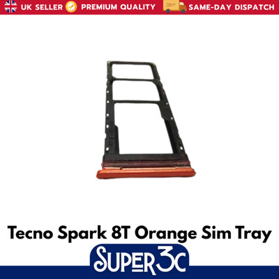 Für Tecno Spark 8T Ersatz Sim Tray Halter Slot (orange) - UK Verkäufer