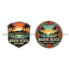 Waikiki Beach Oahu Hawaii Aloha Vinyl Decal Sticker Beach Hawaiian 2 Pack C Waikiki Beach Oahu Hawaii Aloha Vinyl Decal Sticker Beach Hawaiian 2 Pack C