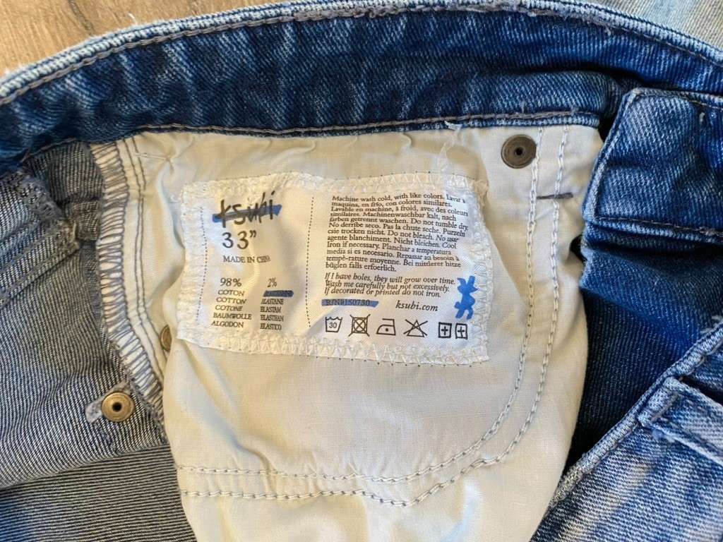 Ksubi Jeans Mens 33X32 Blue Denim Button Fly Chitch Layover