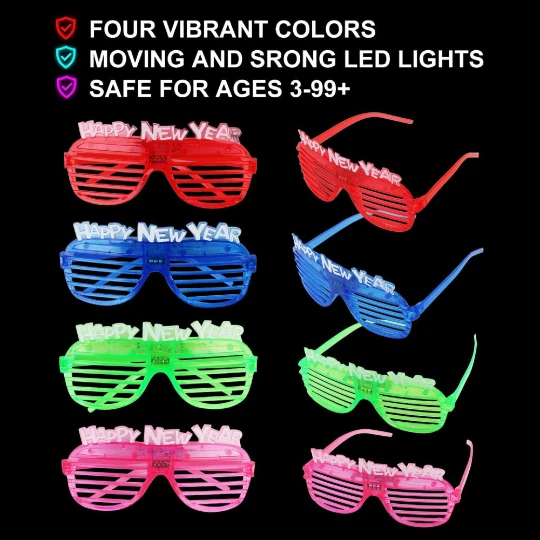 Gafas con luz LED brillantes intermitentes decoración de fiesta para feliz año nuevo Foto 3 de 4