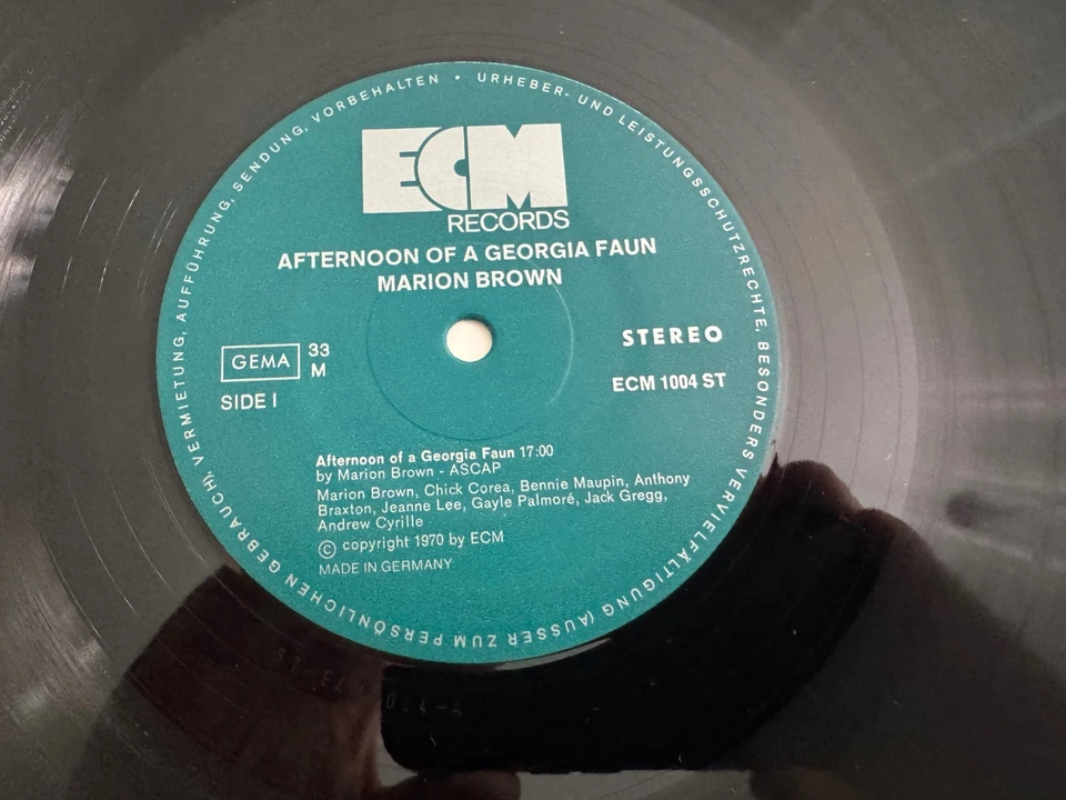 Пластинка долгоиграющая Marion Brown "Afternoon of a Georgia Faun" ECM 1004 оригинальная немецкая пресса почти как новая - Изображение 3 из 4