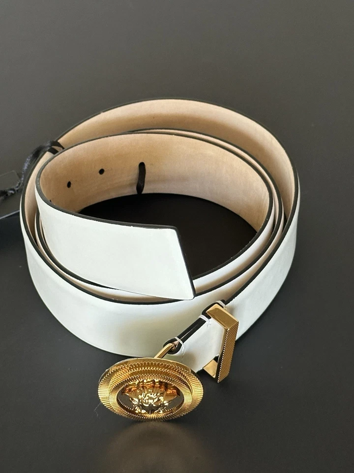 Versace Hombre Medusa-Hebilla Cinturón Cuero Blanco 115 (46) Italia 1003873 Foto 4 de 4