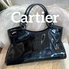 Cartier Marcello De Handbag Patent Black