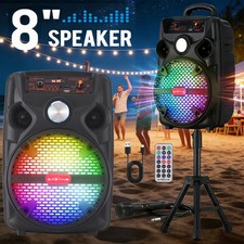Portable 8 Inch Bluetooth Speaker Heavy Bass Subwoofer Party Sound System W/ Mic