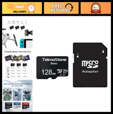 128GB MicroSDXC Memory Card with Adapter, 90MB/s Read, UHS-I C10 U3 V30 A1 - Ide