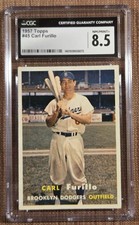1957 Topps #45 Carl Furillo Brooklyn Dodgers Original Baseball Card CGC 8.5