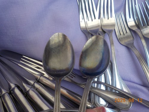 Vintage Lifetime Cutlery Stainless Japan LU16 Beaded Satin 49 pieces - Picture 11 of 11