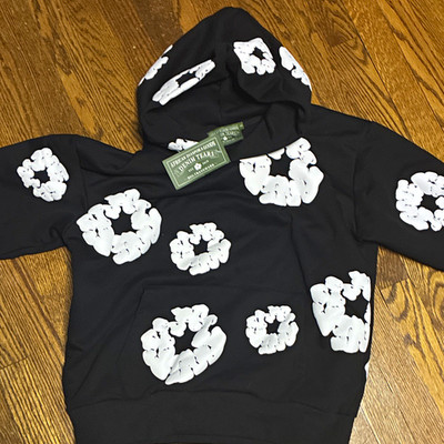 Authentic Denim Tears Graphic Print Black/White Cotton Hoodie, Small