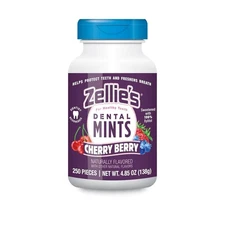 Zellie's | 100% Xylitol Cherry Berry Breath Mints | No 250 Count (Pack of 1) 