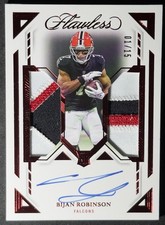 2023 Flawless Rookie Dual Patch Auto /15 Bijan Robinson #DPA-BRN Atlanta Falcons