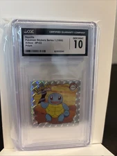 CGC 10 GEM M 1999 Pokemon ~ Squirtle ~ Ser. 1 Bonus Prism Sticker Art Box # PR22
