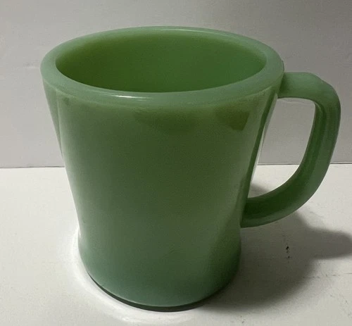 Vintage Fire King Oven Ware Jadeite Restaurant D Handle Coffee Mug