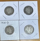 [Lot of 4] BARBER QUARTERS .25  90% Silver $1. Face Value