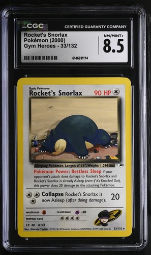 Rocket's Snorlax (Unlimited) graded CGC 8.5 for sale on eBay