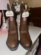 Shyanne Girls Brown Cowgirl Boots Size 3 Roses Embroidered Leather Snip Toe New