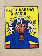 Keith Haring COA Painting Original Drawing Signed Art on Paper
