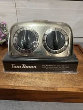 AMCO #8425 Two Timer Retro Dual-Time Manual Kitchen Timer Chrome Unopened NIB
